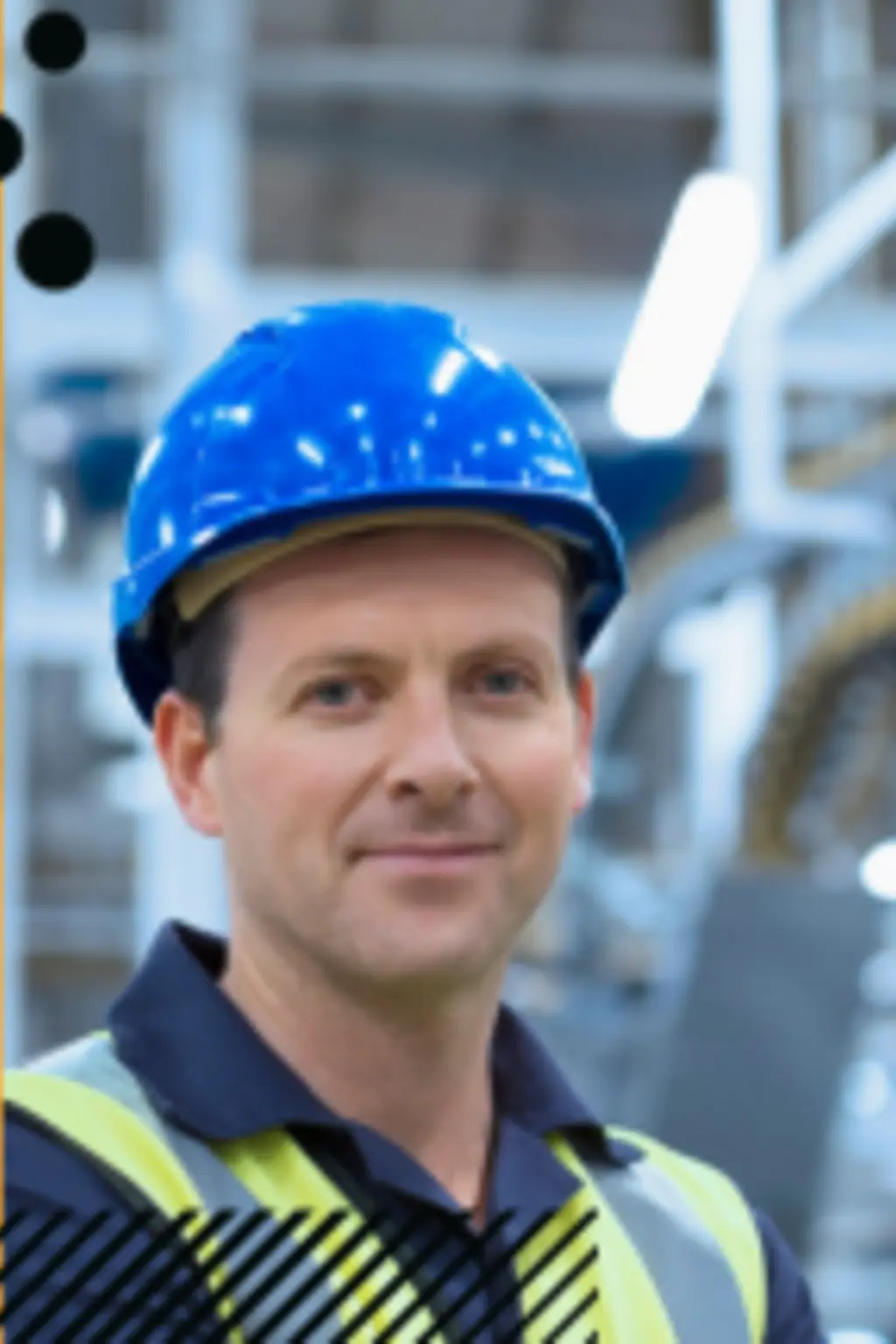 Man wearing hardhat and high vis vest